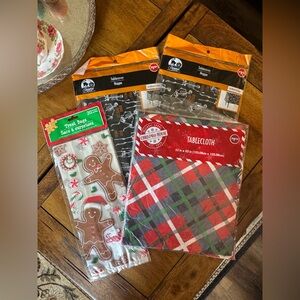 Holiday Party Lot – Tablecovers & Treat Bags (Christmas & Skeleton Themes)